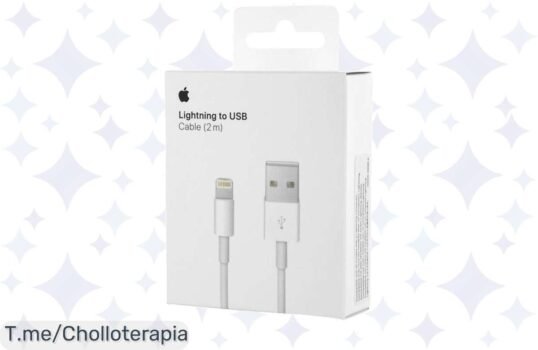 Descubre el chollo del año: Cable USB Lightning Apple de 2 metros, carga rápida y sin enredos ¡Aprovecha este ofertón limitado antes de que se agote!