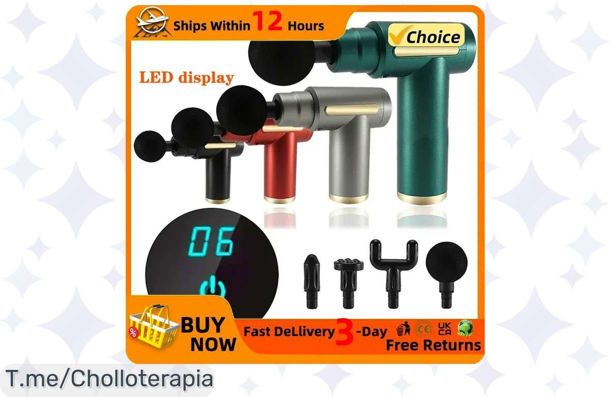 Descubre el masajeador de percusión que relaja tus músculos en segundos, ¡aprovecha este ofertón a un precio loco y alivia tu estrés! Actúa ya antes de que se agote.