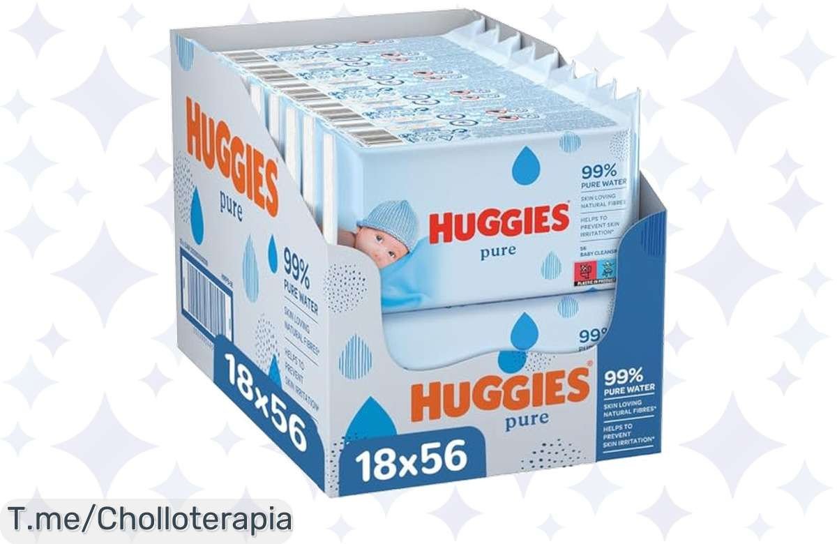 Descubre el ofertón de Huggies Toallitas Pure: 1008 toallitas suaves que cuidan la piel de tu bebé con un 99% de agua pura. ¡No te quedes sin ellas, compra ya!