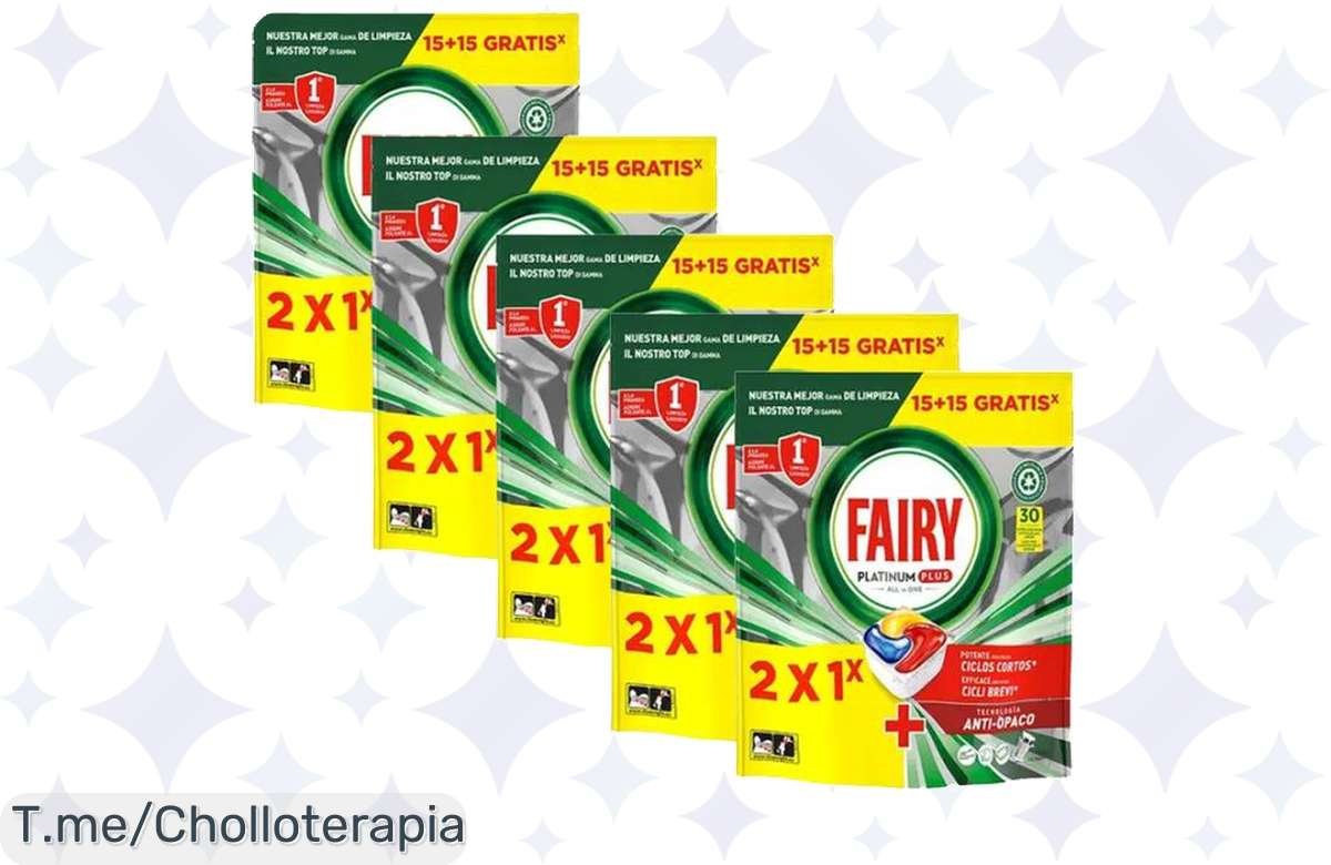 Descubre el ofertón del día: Fairy Platinum Plus 150 pastillas, limpieza profunda y brillo espectacular en pack 2×1. ¡Aprovecha este precio loco antes de que se agote!