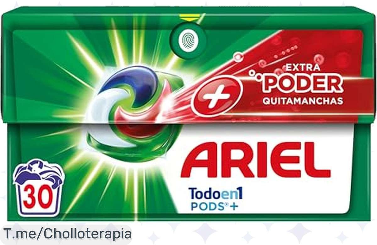 Descubre el ofertón en Ariel Pods Todo en 1: limpieza profunda y fragancia intensa en solo 30 cápsulas. ¡No dejes pasar este precio loco, actúa ya!