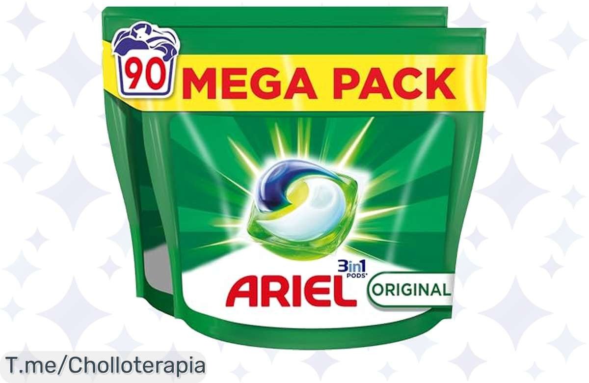Descubre el super chollo de Ariel Todo En Uno PODS: ¡90 lavados de limpieza impecable con un solo click! No te pierdas esta oferta limitada y compra ya tu pack increíble.
