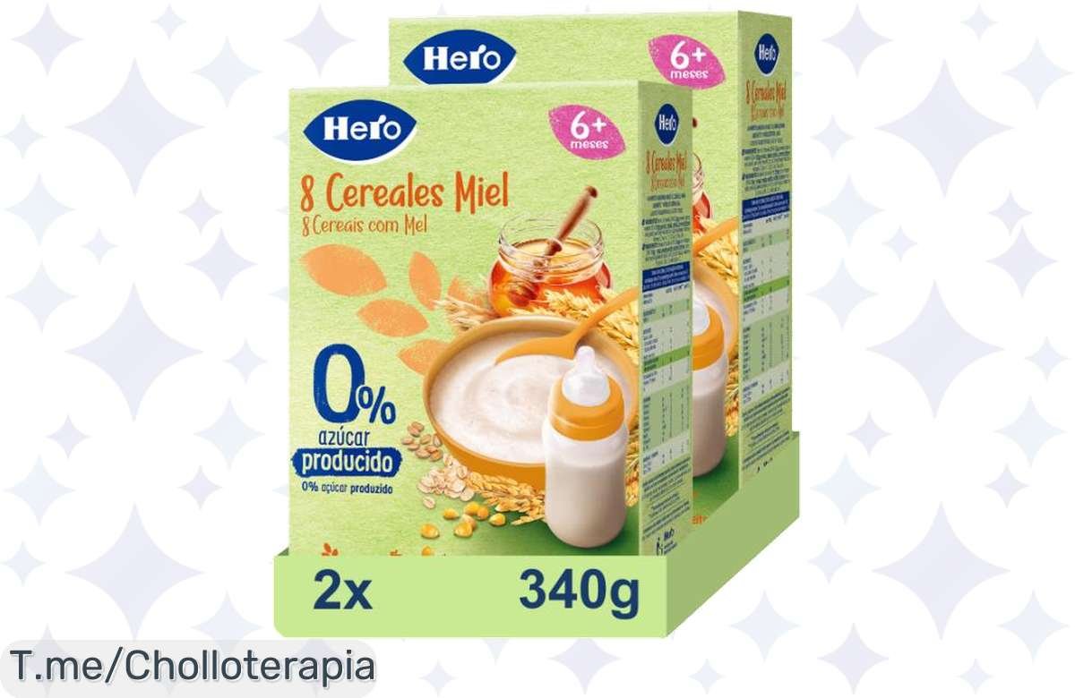 Descubre el super chollo de Hero Baby Pack Papillas 8 Cereales Miel: sabor sin azúcar añadido y energía para tu bebé. ¡Aprovecha este ofertón antes que se agote!