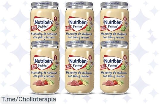 Descubre el super chollo de Nutribén Potitos: Menestra de Verduras con Pollo y Ternera, ¡nutrición deliciosa para tu bebé! Oferta limitada, ¡compra ahora antes que se agote!