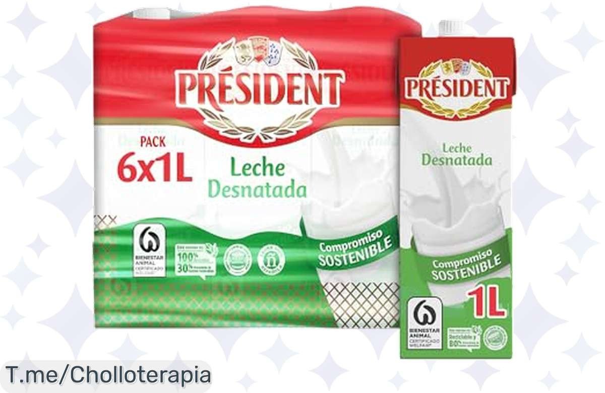 Descubre el super chollo de leche Président desnatada, pack de 6 litros lleno de calcio y proteínas para tus huesos y músculos. ¡Aprovecha esta oferta única antes que se agote!