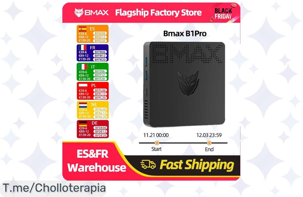Descubre el super chollo del BMAX Mini PC B1PRO con 8GB de RAM y Windows 11 Pro, navega rápido y trabaja o juega sin parar ¡Compra ya antes que se agote!