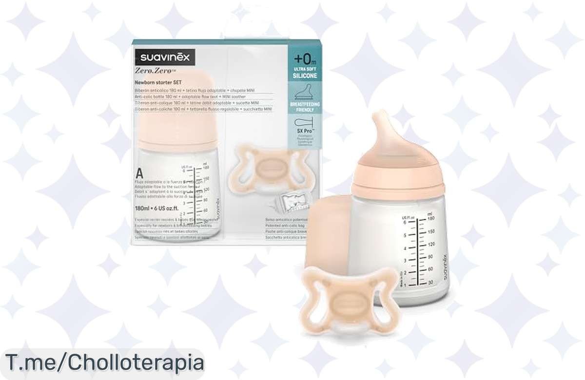 Descubre el super chollo del biberón Suavinex: tetina adaptativa que elimina cólicos y chupete suave para su piel. ¡No dejes pasar esta oferta única y compra ya!