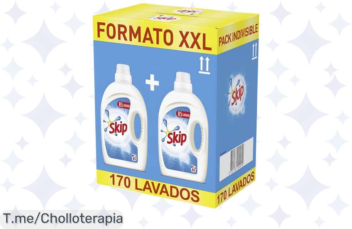 Descubre el super chollo del detergente Skip: 2 unidades en un pack XXL para 170 lavados de frescura y limpieza profunda. ¡Compra ahora antes que se agote esta oferta única!