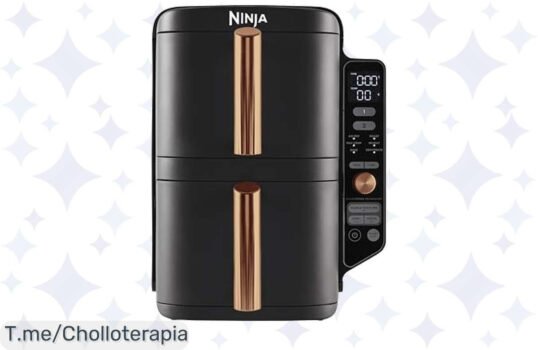 Descubre la Ninja Double Stack XL: ¡La freidora de aire que cocina para 8 en un abrir y cerrar de ojos! Super chollo con hasta un 75% menos de grasa, aprovecha ya antes que se agote