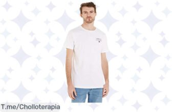 Descubre la camiseta Tommy Hilfiger en algodón suave, un ofertón que destaca tu figura con estilo ¡Aprovecha este precio loco y compra ya antes de que se agoten!