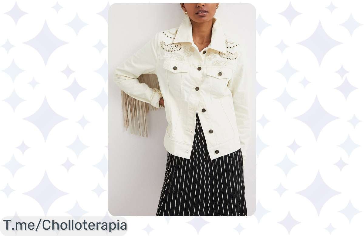 Descubre la chaqueta vaquera Desigual SANTA MONICA en blanco, super chollo que te hará brillar. ¡No dejes escapar este ofertón limitado y compra ya antes de que se agote!