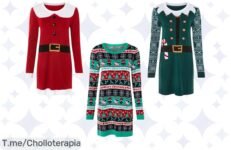 Deslumbra estas fiestas con nuestro vestido navideño en rojo, verde o menta a precio loco y calidad fina ¡Oferta limitada! Compra ahora y brilla como nunca