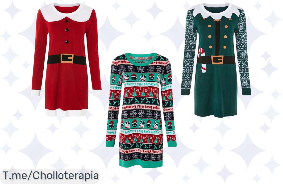Deslumbra estas fiestas con nuestro vestido navideño en rojo, verde o menta a precio loco y calidad fina. ¡Oferta limitada! Compra ahora y brilla como nunca.