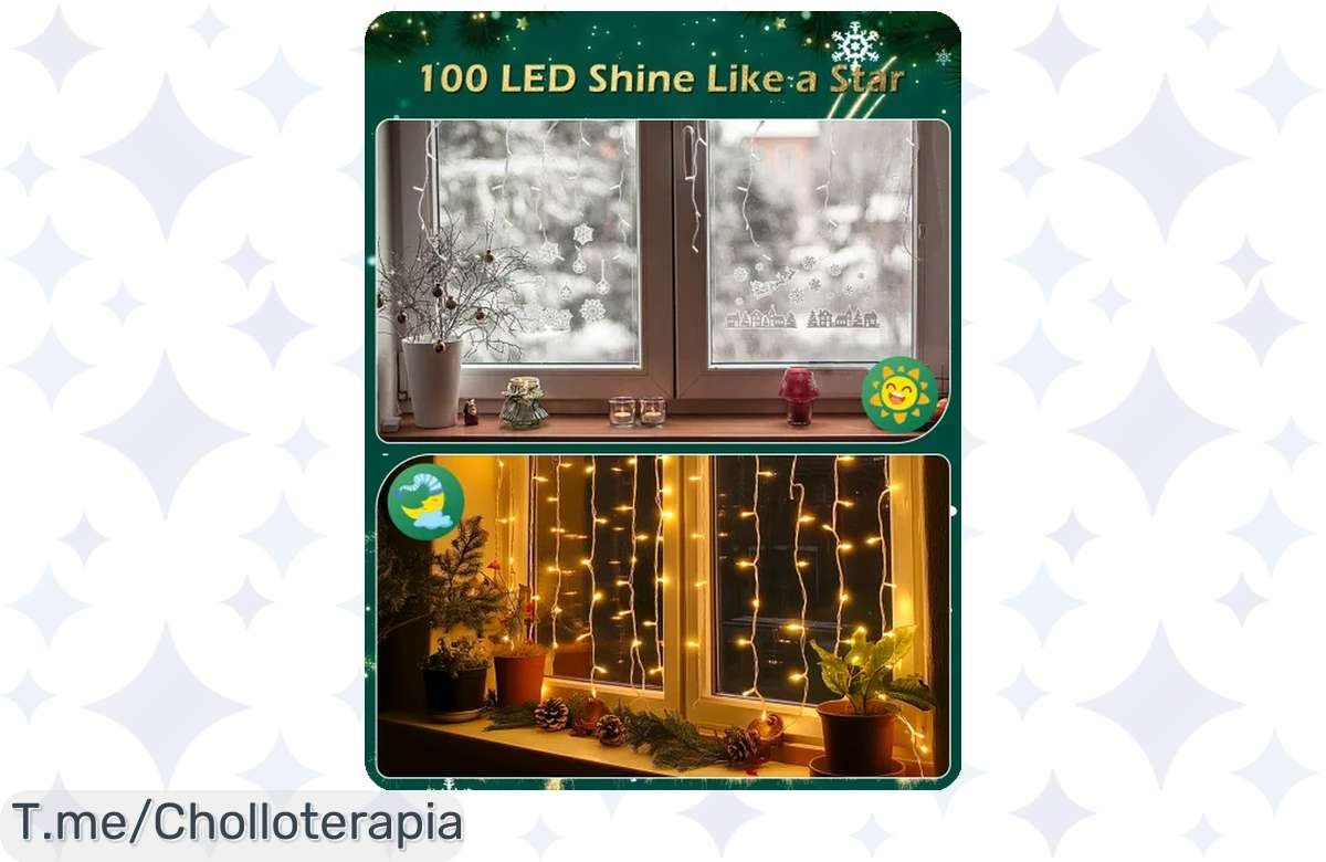 Ilumina tus fiestas con la Aigostar Cortina de Luces: 100 LED, 8 modos mágicos y una oferta nunca vista. ¡Hazlo tuyo ahora antes que se acabe este super chollo!