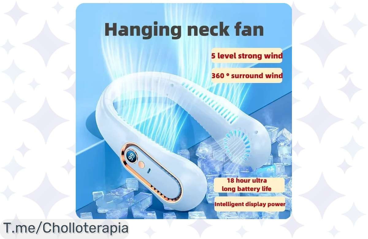 Refréscate al instante con el ventilador portátil USB que cuelga de tu cuello, aire acondicionado silencioso en un super chollo. ¡Solo por tiempo limitado!