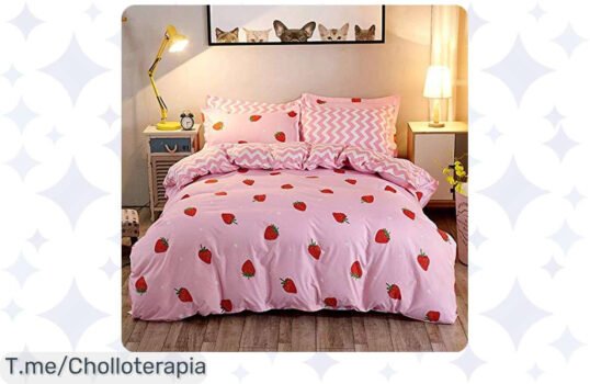 Transforma el descanso de tus peques con nuestro juego de cama fresitas, suave y colorido ¡Aprovecha este ofertón nunca visto y compra ya antes que se agote!