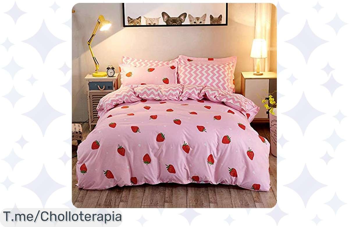 Transforma el descanso de tus peques con nuestro juego de cama fresitas, suave y colorido. ¡Aprovecha este ofertón nunca visto y compra ya antes que se agote!