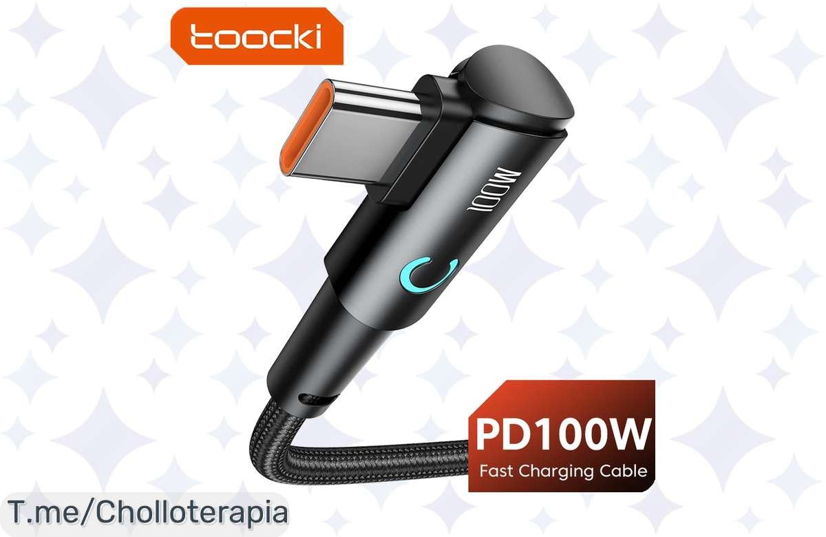 Transforma tu carga con ToockiCable USB tipo C de 90 grados: velocidad brutal de 100W y disfruta de un chollazo ¡limited time only! Haz clic y llévatelo ya.