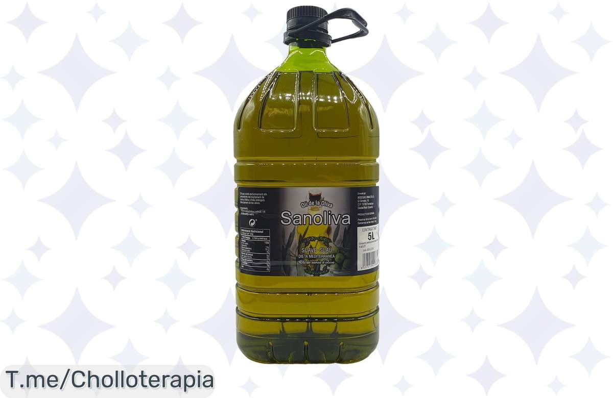 Transforma tu cocina con el Aceite de Oliva Suave SANOLIVA, un super chollo de 5 litros para un gusto excepcional. ¡Aprovecha este ofertón y adquiere el tuyo antes de que se agote!