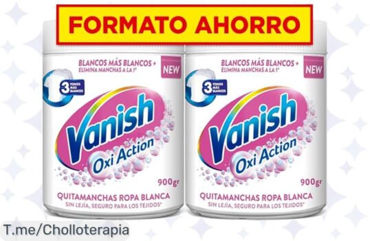 Transforma tu colada con Vanish Oxi Action: ¡Super chollo que elimina las manchas más difíciles desde el primer lavado! No dejes pasar esta oferta limitada y compra ya