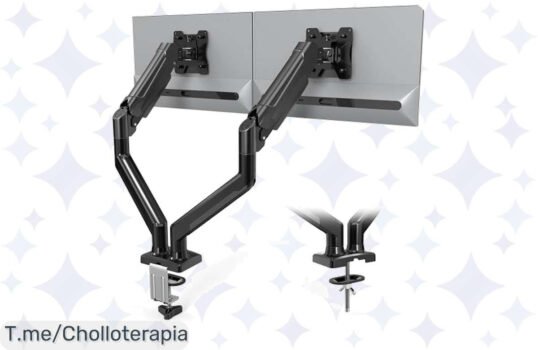 Transforma tu escritorio con el Soporte Monitor Doble BONTEC y disfruta de un espacio ordenado y cómodo ¡Obtén este chollazo antes de que se acabe la oferta!