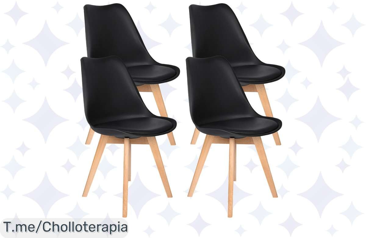 Transforma tu hogar con este ofertón: Pack de 4 Sillas Nórdicas súper cómodas y apilables. ¡Compra ya y disfruta de un descuento brutal solo por tiempo limitado!