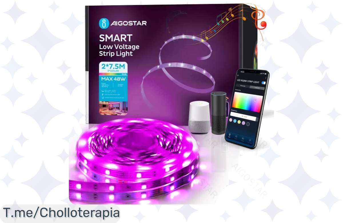 Transforma tu hogar con la Tira LED Aigostar de 15 metros, luces inteligentes que responden a tu voz y crean el ambiente perfecto. ¡Aprovecha este chollazo y haz que brille ya!