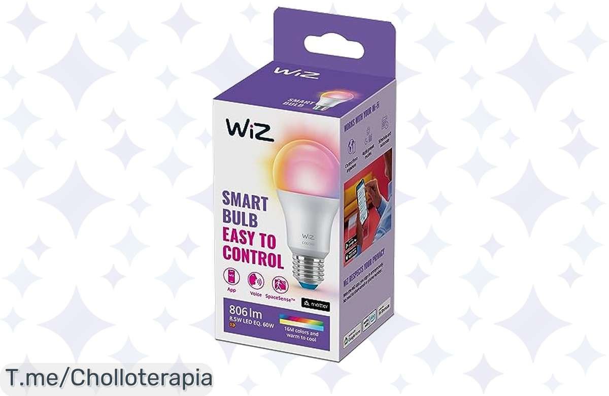 Transforma tu hogar con la bombilla WiZ: controla la luz con tu voz y crea ambientes únicos. ¡No dejes pasar este super chollo, compra ahora y ilumina tu vida!