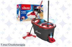 Transforma tu limpieza en un juego con Vileda Turbo, la mopa que lava y escurre sin ensuciarte las manos No dejes escapar este ofertón, ¡compra ya!