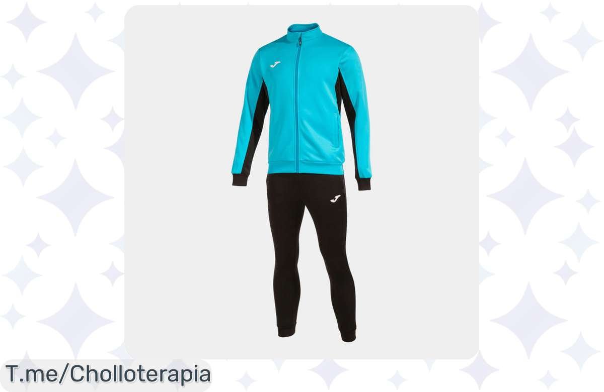 Transforma tu look con el chándal Joma Derby en turquesa flúor y negro, super chollo de calidad a precio loco. ¡Compra ya antes que se agote esta oferta única!