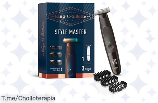 Transforma tu look con la recortadora King C Gillette Style Master: ¡estilo a tu manera, cuchilla 4D y peines intercambiables! Aprovecha este ofertón único antes de que se agote