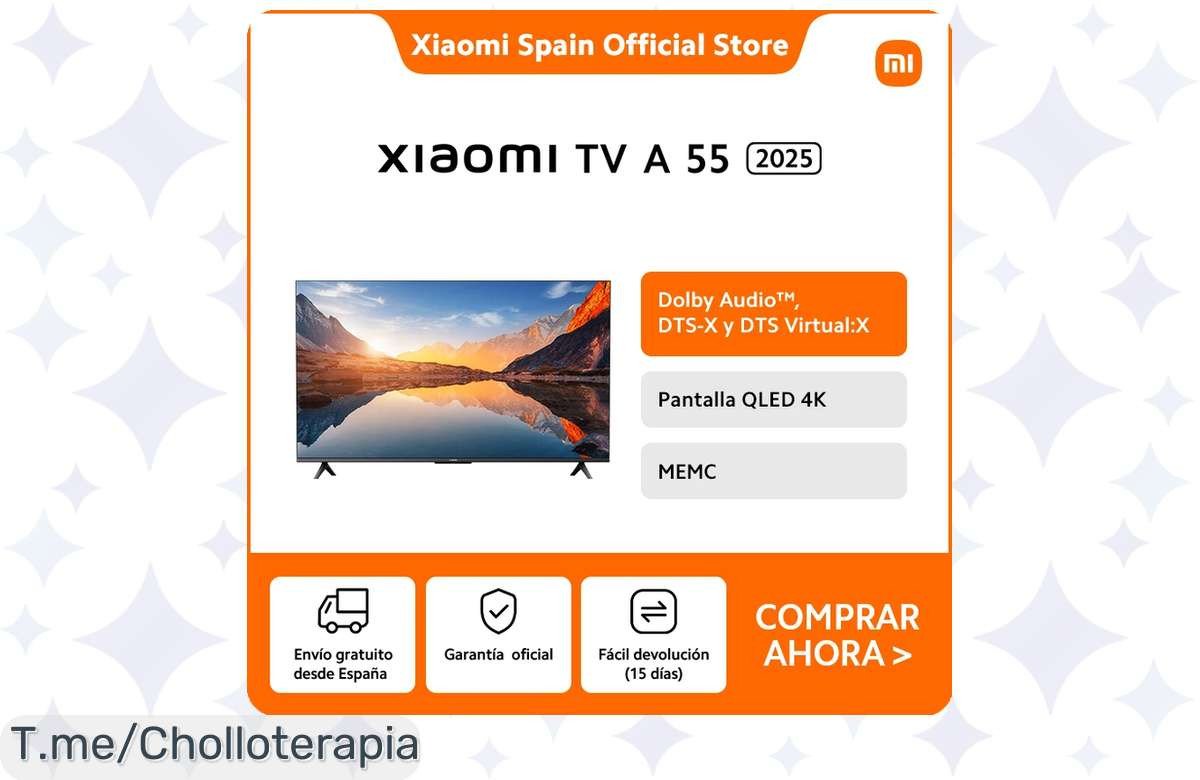 Transforma tu salón en un cine con la Xiaomi TV A 55 2025: ¡un super chollo de 4K HDR y sonido Dolby Audio! Aprovecha este ofertón único antes de que desaparezca.