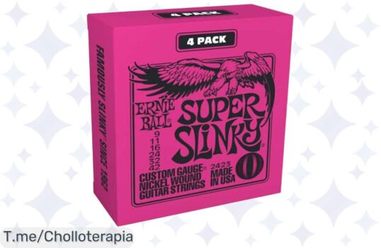 Transforma tu sonido con Ernie Ball Super Slinky: 4 juegos de cuerdas al precio loco que hará vibrar tus riffs Oferta limitada, ¡compra ya y rockea como un ícono!