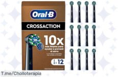 Transforma tu sonrisa con el pack de 12 cabezales OralB Pro CrossAction: ¡ofertón nunca visto, limpieza profunda y adiós a la placa! Date prisa, stock limitado