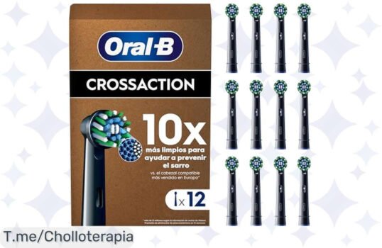 Transforma tu sonrisa con el pack de 12 cabezales OralB Pro CrossAction: ¡ofertón nunca visto, limpieza profunda y adiós a la placa! Date prisa, stock limitado