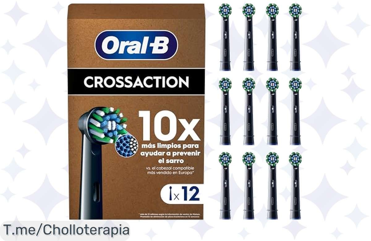 Transforma tu sonrisa con el pack de 12 cabezales OralB Pro CrossAction: ¡ofertón nunca visto, limpieza profunda y adiós a la placa! Date prisa, stock limitado.