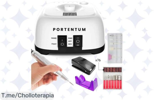 Transforma tus uñas con el Portentum: kit eléctrico de manicura y pedicura a 35,000 RPM ¡Un super chollo limitado que deslumbra! Compra ahora antes de quedarte sin él