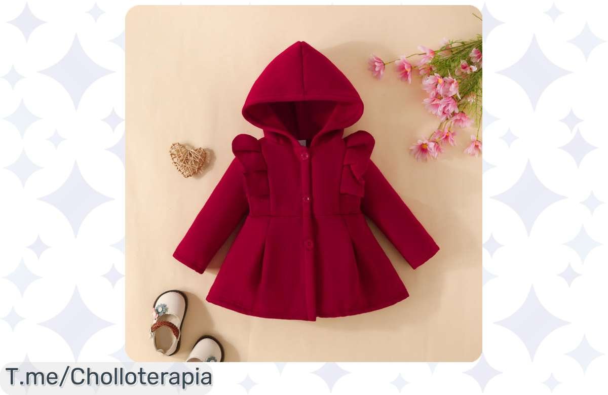Abrigo De Niña Con Volantes Y Capucha A Un Precio Loco, Cómodo Y Estiloso Para Este Otoño. Aprovecha El Ofertón Limitado ¡Compra Ya Antes De Que Se Agote!