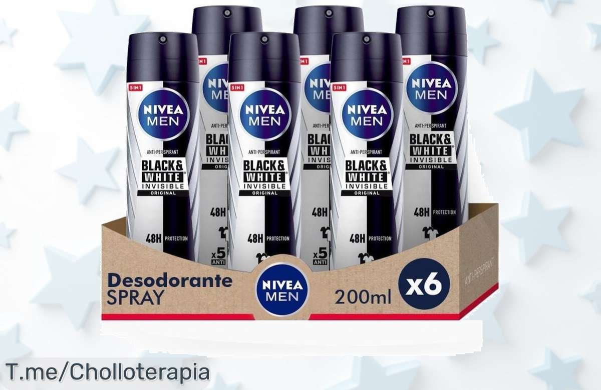 Aprovecha el ofertón único: Pack ahorro NIVEA MEN Black & White Invisible con 6 sprays para que siempre huelas fresco y sin manchas. ¡Compra ya, stock limitado!