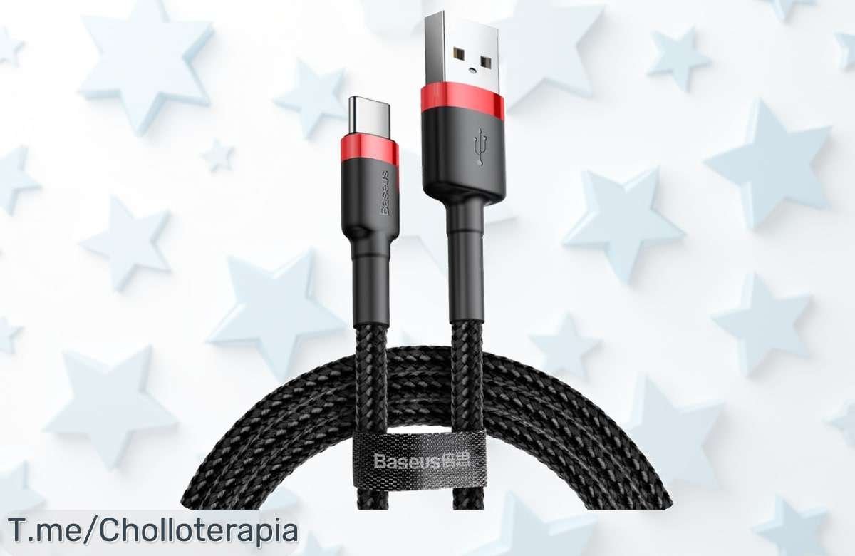 Aprovecha el super chollo: Baseus Cable USB Tipo C Rápido 3.0 para carga veloz en tu Samsung S10, iPhone o Huawei. ¡Oferta limitada, compra ya y no te quedes sin batería!