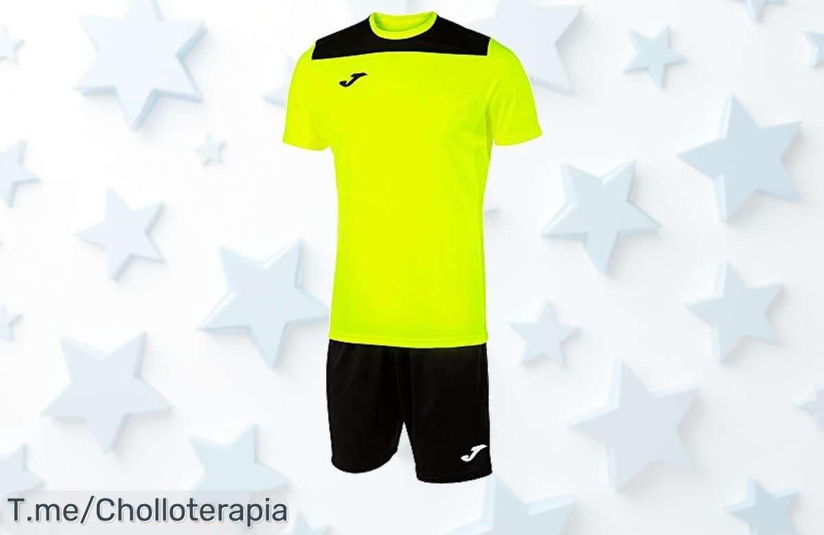 Camiseta Joma Set Phoenix II en amarillo flúor y pantalón corto a precio loco: comodidad total, estilo garantizado. ¡Aprovecha este ofertón limitado antes de que se acabe!