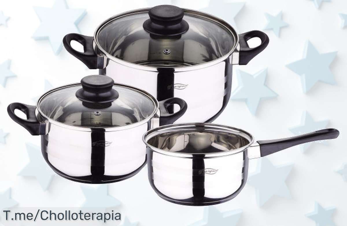 Cocina como un chef con la Batería de Cocina San Ignacio Toledo: 5 piezas de acero inoxidable a precio loco, pero apúrate, esta oferta limitada no volverá. ¡Compra ya!