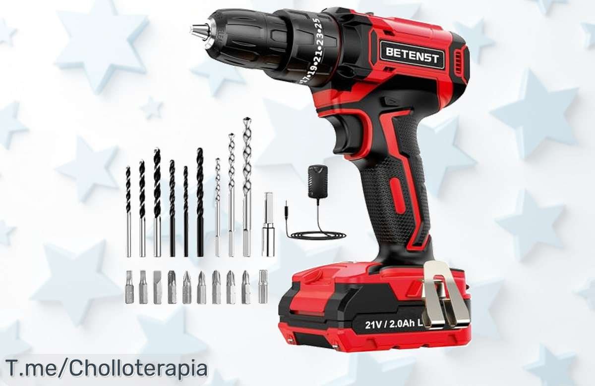 ¡Consigue el BETENST Taladro Percutor 21V a un precio loco! Atornilla, taladra y percutoriza sin esperar gracias a su carga rápida. Oferta limitada, ¡compra ahora antes que se agote!