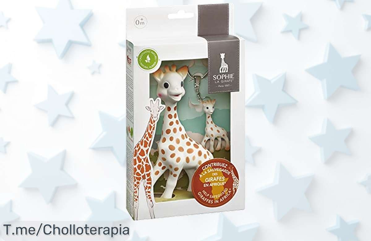 Consigue el increíble paquete de juguete de Sophie la girafe y llévate un llavero chulísimo; aprovecha este ofertón limitado que llenará tus días de risas.