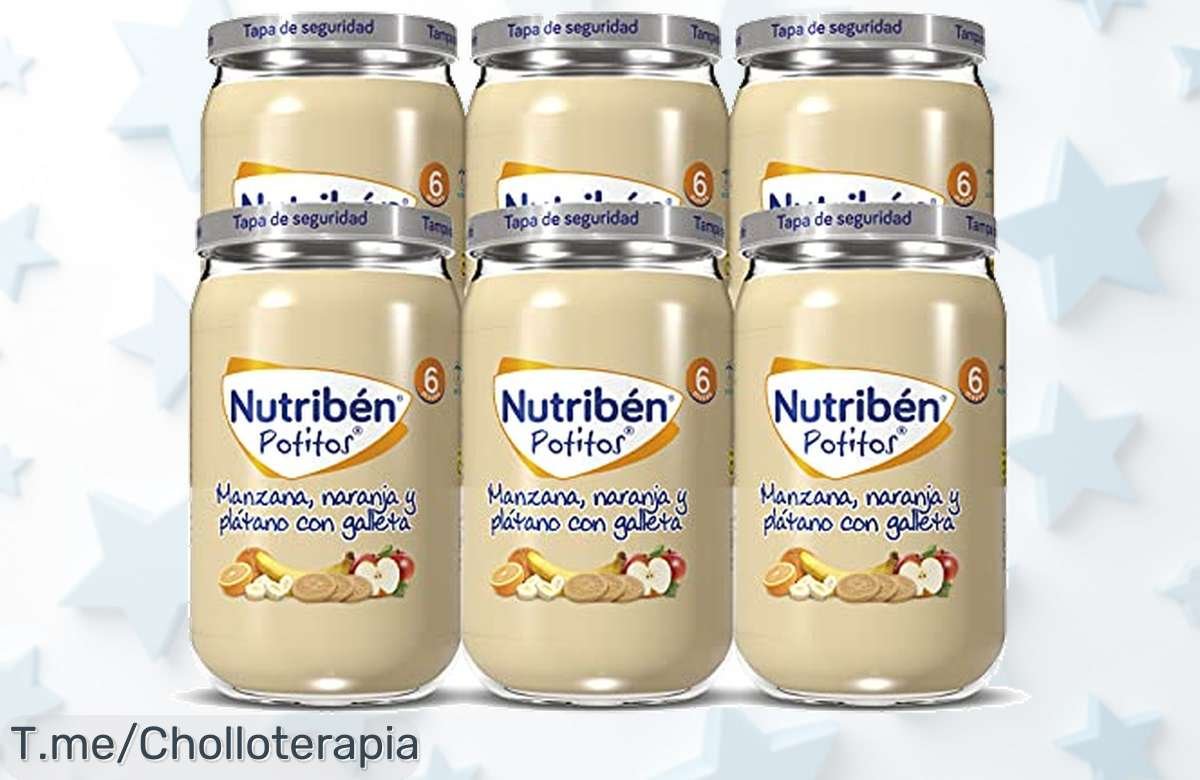 Delicioso pack de potitos Nutribén para tu bebé al precio loco que nunca has visto, nutritivo y sin aditivos. ¡Compra ya antes de que se agoten!