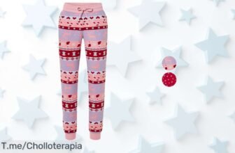 Descubre el Pantalón Navideño Rosa y Rojo para Mujer con Puños de Algodón, ¡un super chollo que no puedes dejar pasar! Compra ahora y sorpréndete con su estilo festivo antes de que se agote