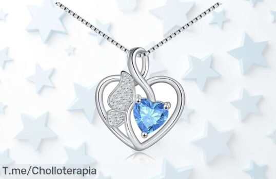 Descubre el brilloso collar corazón mariposa en plata de ley 925, un super chollo que hará volar su corazón Aprovecha este ofertón antes de que se agote, ¡hazlo tuyo ya!