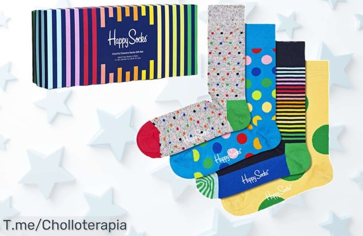 Descubre el chollo de Happy Socks: 4 pares coloridos que alegrarán tu día con comodidad única, ¡aprovecha este ofertón antes de que se agoten!
