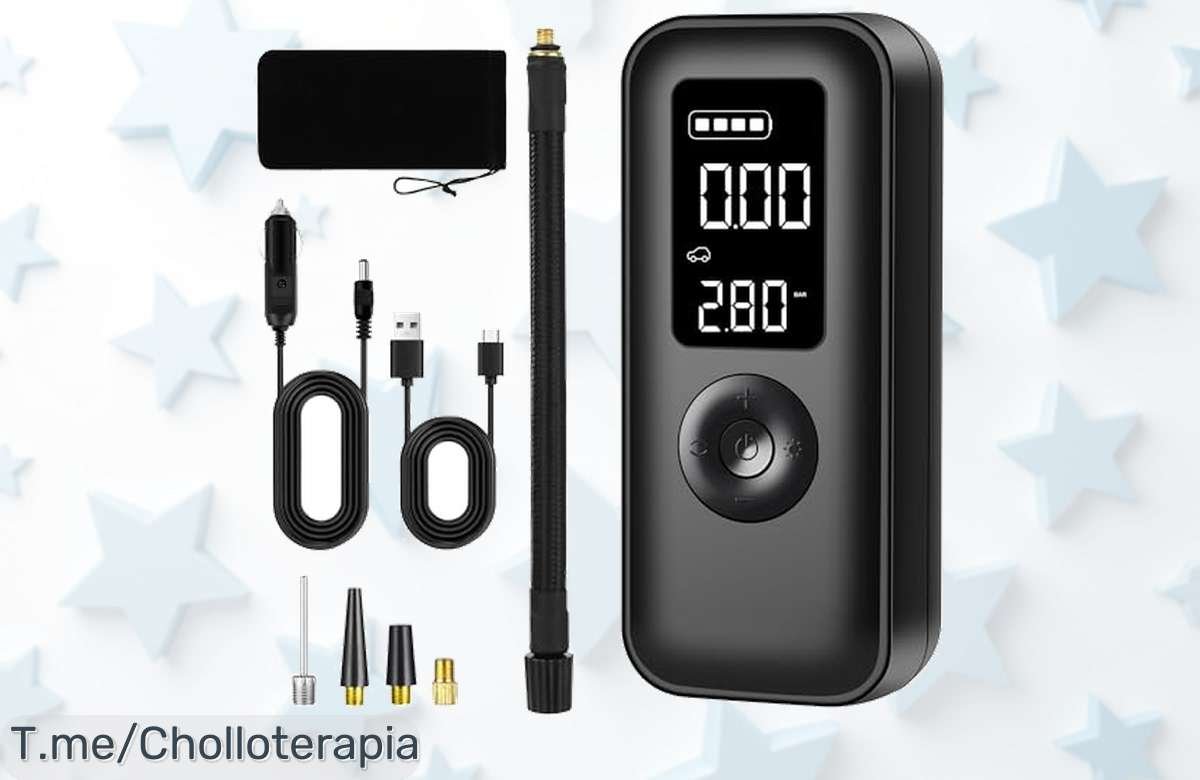 Descubre el inflador JOFLVA, portátil y automático con luz LED, ideal para tus aventuras. Aprovecha este super chollo antes de que se agote y compra ahora mismo.