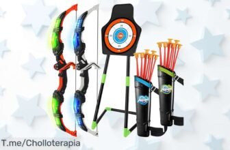 Descubre el juego de arco y flecha LED para niños, ¡un super chollo que trae 20 flechas de ventosa y diana! Crea momentos inolvidables ahora mismo, oferta limitada